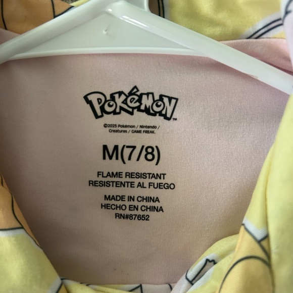 Pokémon Girls Pajama Set Size M (7/8) Yellow Button-Up Short Sleeve 2PC - Picture 2 of 9